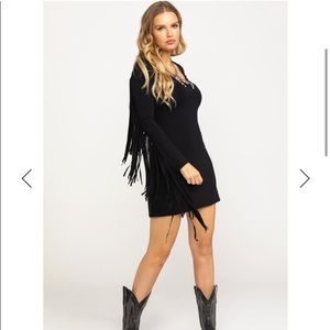 New with tags idyllwind black fringe dress